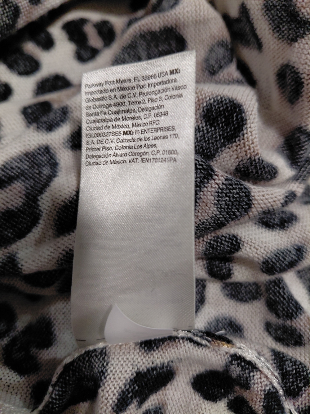 Leopard Print Cowl Neck Long Sleeve Sweater - Beige/Black - Picture 5 of 5